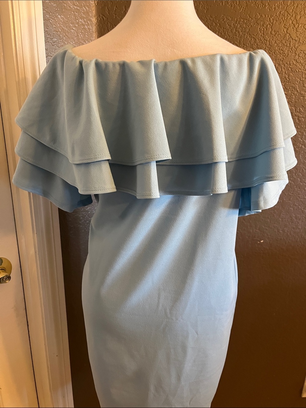 Pinkblush Light Blue Off-Shoulder Ruffle Mini Dress - Picture 3 of 8